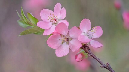 Obraz premium Delicate Pink Blossoms Spring Flowers Nature Beauty Botanical Petal Soft Pastel Floral Springtime 