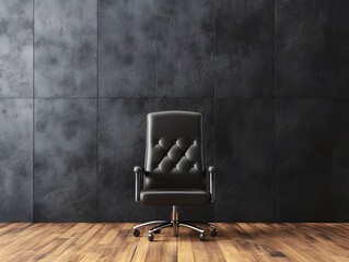 Modern Black Leather Office Chair in Minimalist Room