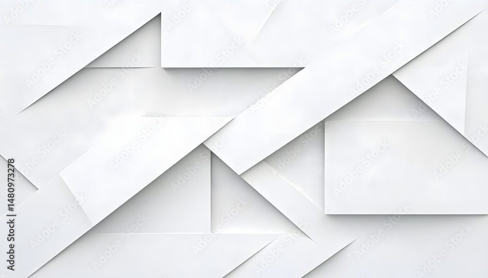 Poster abstract white background with texture pattern, layered geometric triangle shapes, white and grey gl