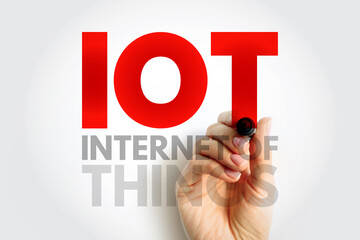 IOT Internet Of Things - physical objects that are embedded with sensors, software, and other technologies that connect and exchange data with other devices over the Internet, acronym text concept