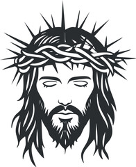 Illustration of Jesus Christ with a crown of thorns and closed eyes, symbolizing faith and spirituality