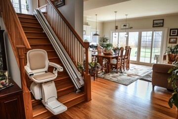 Fototapeta premium Stairlift in Modern Home Dining Area