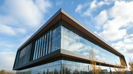 Obraz premium Modern Glass and Metal Office Building Exterior