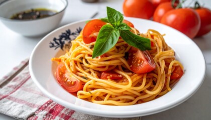 トマトとバジルの冷製パスタ