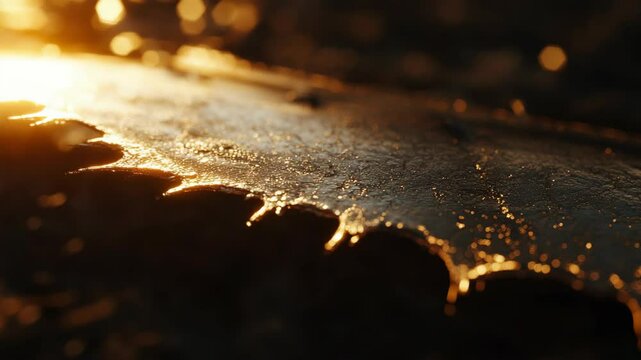 Close-up of agave leaf with golden sunlight highlighting its texture.