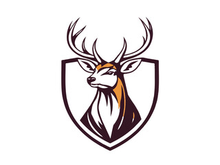 Deer logo design. Minimalistic Deer symbol for logo design. Deer head. Vector illustration. 