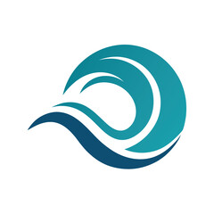 Ocean Wave Logo with Layered Curves and Flow