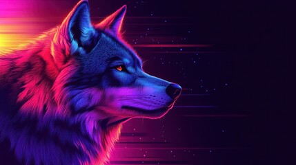 Vibrant, stylized wolf portrait