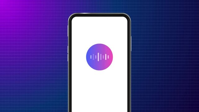 AI assistant circle voice speech conversation large language model mobile smartphone application neon circle white background