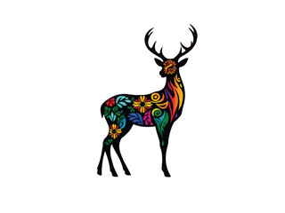 Colorful deer logo design, isolated on white background. Vector illustration. 