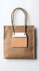 Brown Eco-Friendly Cotton Bag with Cork Tag and Jute Handles