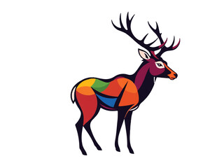 Colorful deer logo design, isolated on white background. Vector illustration. 