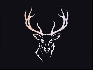 Deer logo design. Minimalistic Deer symbol for logo design. Deer head. 