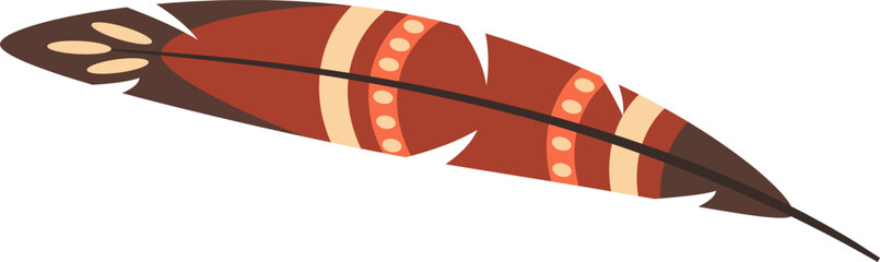 Stylized, colorful feather with stripes and dots, symbolizing indigenous art and traditions, celebrating Native American heritage and culture