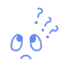 かわいい考える表情の線画イラスト　青色