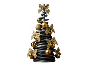 Christmas tree made of metal spring isolated on transparent background