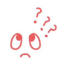 かわいい考える表情の線画イラスト　赤色