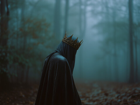 fantasy evil king faceless character dark fairy tale portrait eerie man wearing crown