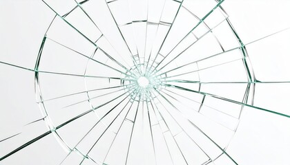 Obraz premium Broken Glass Radial Pattern On White Background