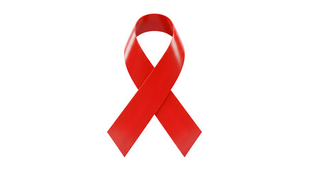 Red Awareness Ribbon Symbol Isolated on White Background, HIV and AIDS Awareness Red Ribbon Isolated Image, Medical Awareness Red Ribbon Isolated on White