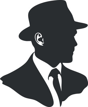 silhouette man wearing hat and suit clip art preview