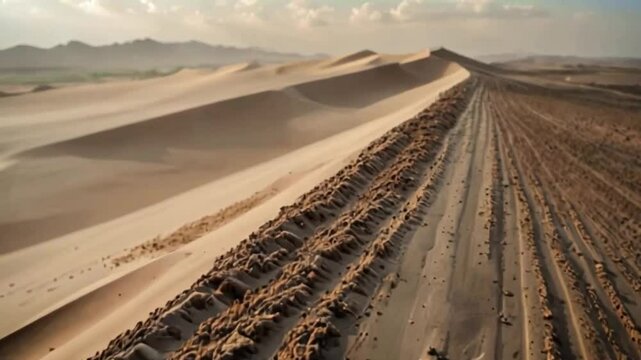 &ldquo;Paisagem Des&eacute;rtica com Dunas e Trilhas de Ve&iacute;culo ao Entardecer&rdquo;