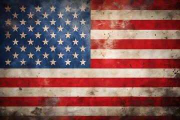 Naklejka premium Grunge effect patriotic background with USA flag texture