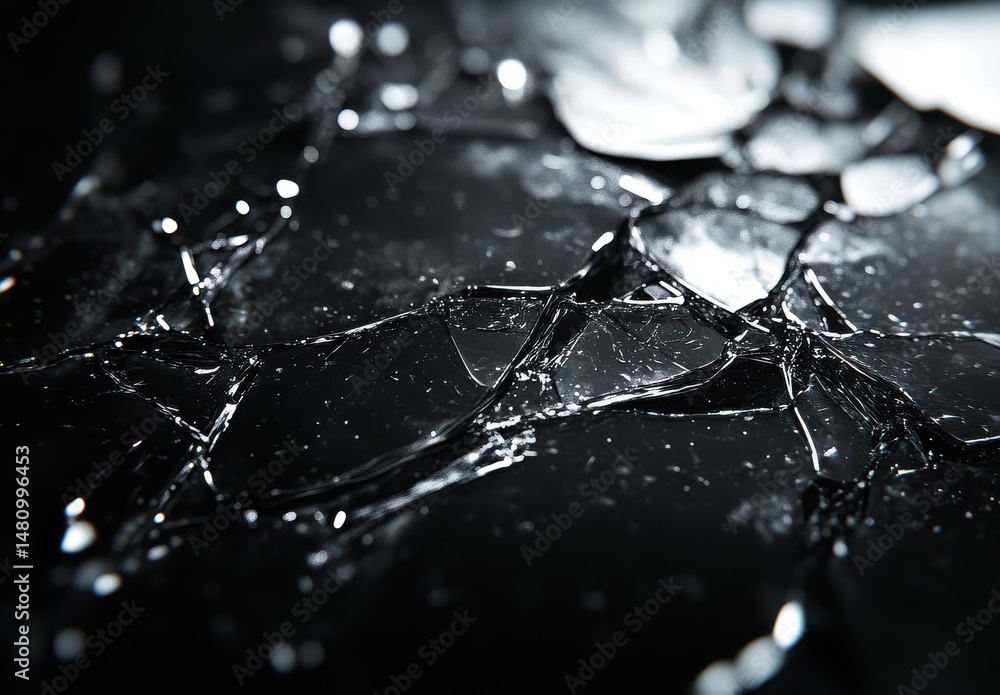 Poster abstract grayscale fractured surface with intricate cracks and crevices