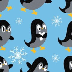 Christmas animals seamless penguin pattern for wrapping paper and fabrics