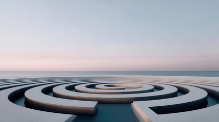 Spiral Abstract Architecture, Conceptual Maze, Minimalist Design. Geometric Pattern.
