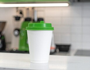 Obraz premium mockup for coffee cup/cups /green themed