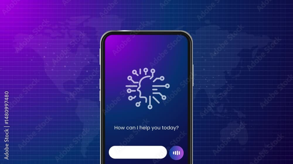 Poster ai artificial intelligence prompt user interface in mobile phone smartphone gradient llm large langu