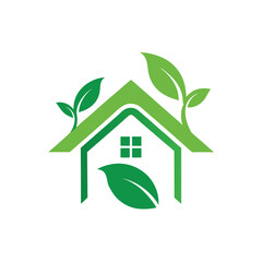 Eco-Friendly Home Logo with Green House Design
