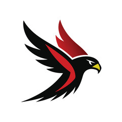 Falcon or Hawk Logo with Flying Wings Illustration