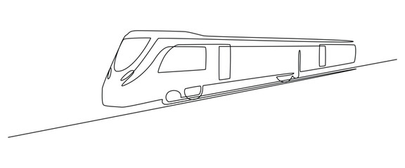 Train and railway station in one continuous line drawing. Metro and subway symbol in simple linear style. Express railroad concept in editable stroke. Doodle vector illustration