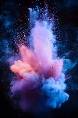 Exploding colored powder in motion