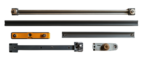 Set of different drawer slides with various extension types. Each element is separately isolated