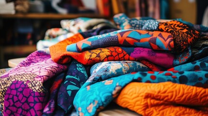 Vibrant fabric textures and patterns colorful textile pile