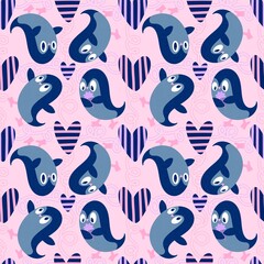 Christmas animals seamless penguin pattern for wrapping paper and fabrics