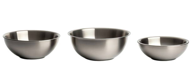 Set of different mixing bowls in graduated sizes