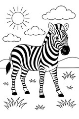 Obraz premium black and white line drawing of a zebra