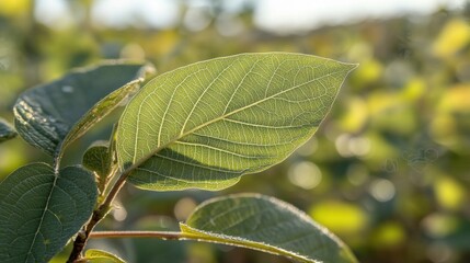 Intricate leaf detail sunlight on green foliage natural texture and vein patterns