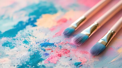 Obraz premium Creative painting tools on a colorful surface