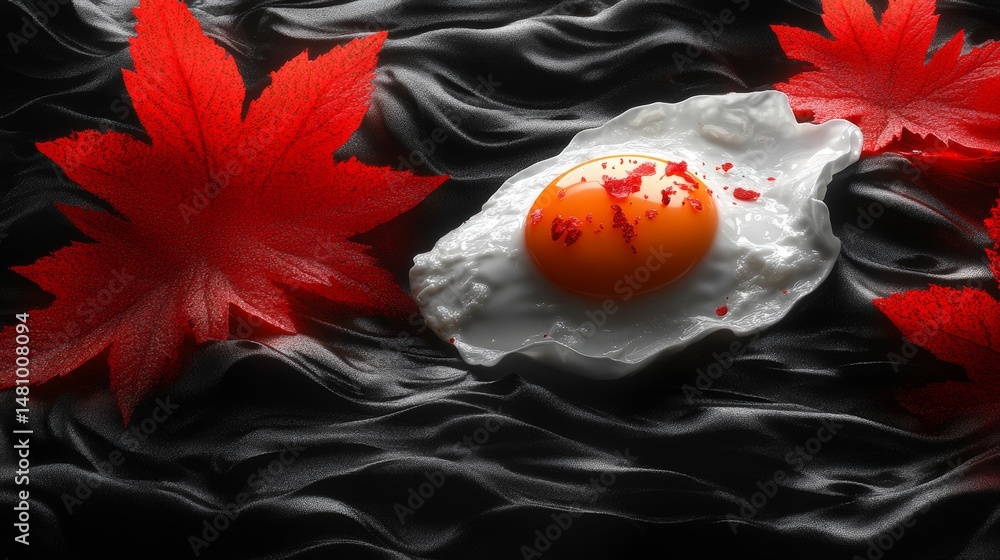 Poster the egg is centered on a white backdrop and is surrounded by foliage with artistic arrangements in s