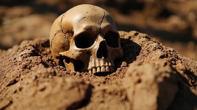 Archaeological discovery of a human skull in ancient burial site unearths historical mysteries