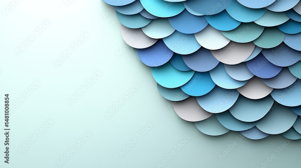 Poster subtle shadows are created in an abstract patterned design made from overlapping circles in various 