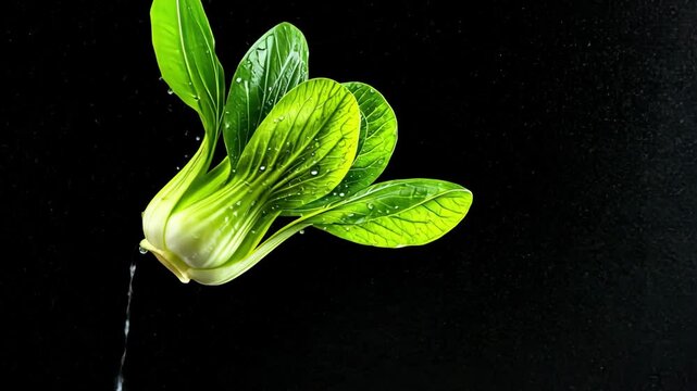 Fresh bok choy on black background