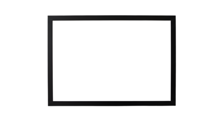 Empty digital screen frame on a sleek black background, ideal for showcasing presentations or artwork