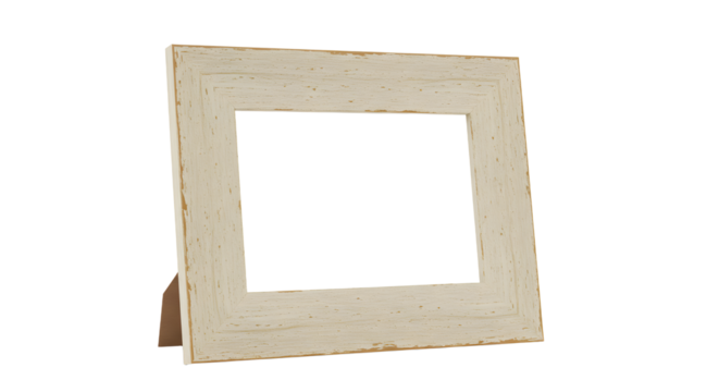 Empty picture frame on a white background, ideal for showcasing artwork or photography, with a simple and elegant design