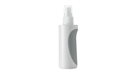 Minimalistic white spray bottle with a sleek design, placed against a plain background, ideal for beauty or personal care products